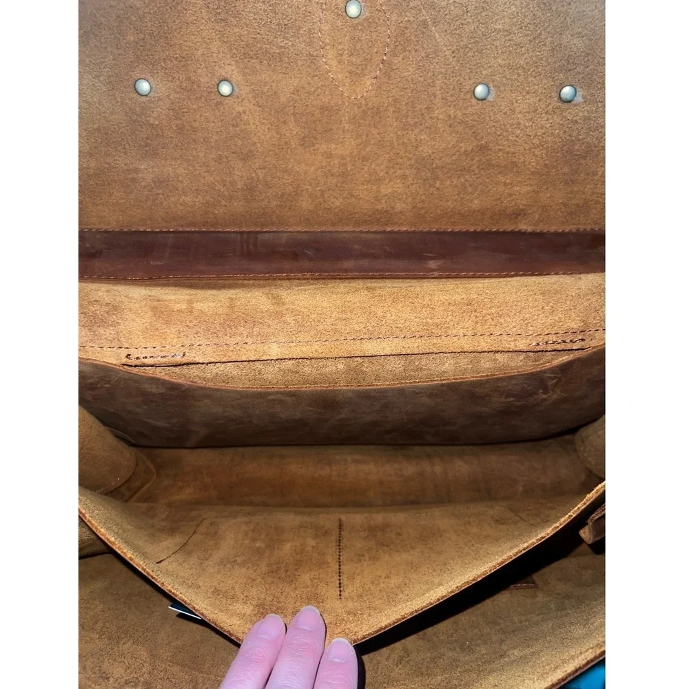 Portland Leather Goods Brown Leather‎ Satchel Briefcase Laptop Messenger Bag